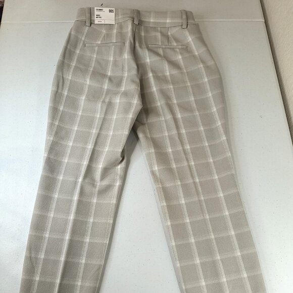 NEW Express Columnist Ankle Mid Rise Size 00 Short Stretch Grey Plaid Pants - Picture 7 of 11